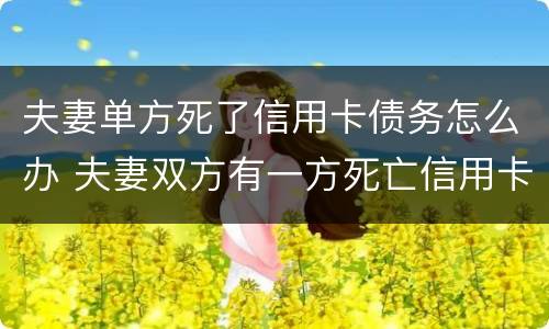 夫妻单方死了信用卡债务怎么办 夫妻双方有一方死亡信用卡需要还吗