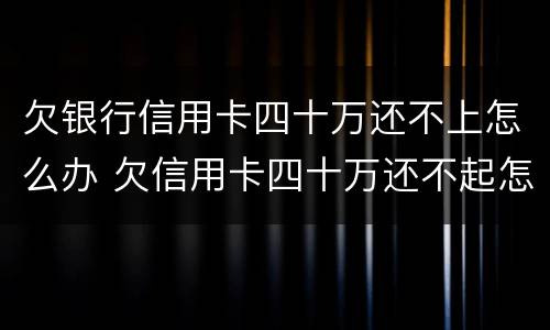 欠银行信用卡四十万还不上怎么办 欠信用卡四十万还不起怎么办