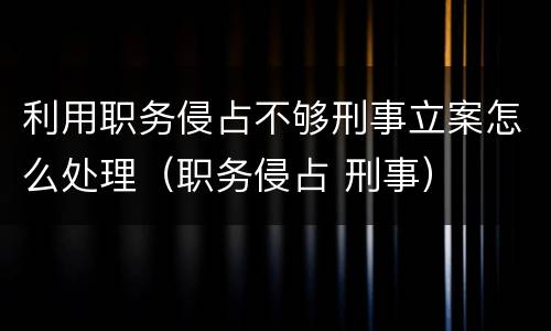 利用职务侵占不够刑事立案怎么处理（职务侵占 刑事）