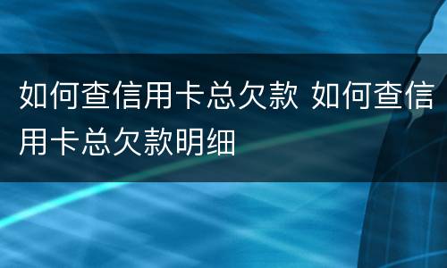 如何查信用卡总欠款 如何查信用卡总欠款明细