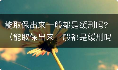 能取保出来一般都是缓刑吗？（能取保出来一般都是缓刑吗多久）