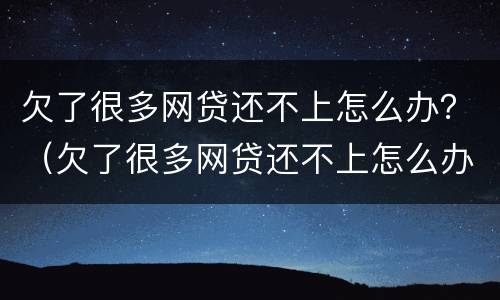欠了很多网贷还不上怎么办？（欠了很多网贷还不上怎么办）