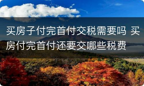 买房子付完首付交税需要吗 买房付完首付还要交哪些税费