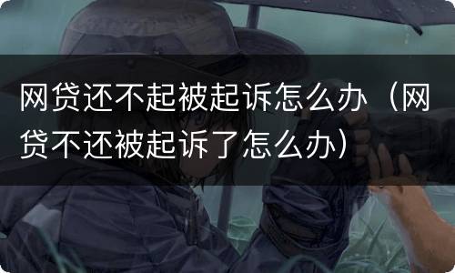 网贷还不起被起诉怎么办（网贷不还被起诉了怎么办）