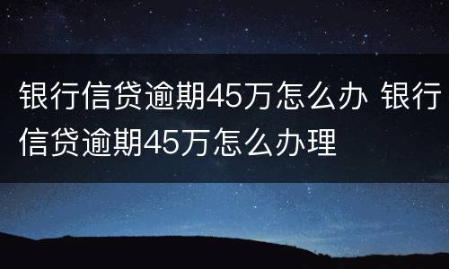银行信贷逾期45万怎么办 银行信贷逾期45万怎么办理