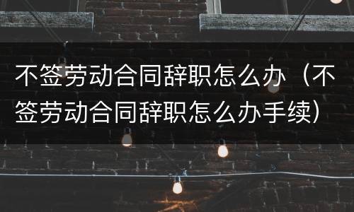 不签劳动合同辞职怎么办（不签劳动合同辞职怎么办手续）