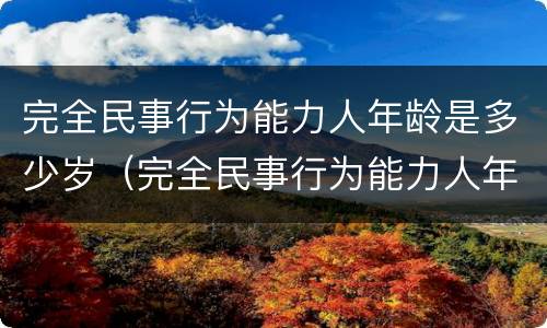 完全民事行为能力人年龄是多少岁（完全民事行为能力人年龄是多少岁的）