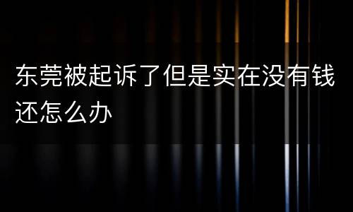 东莞被起诉了但是实在没有钱还怎么办