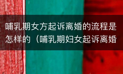 哺乳期女方起诉离婚的流程是怎样的（哺乳期妇女起诉离婚程序）