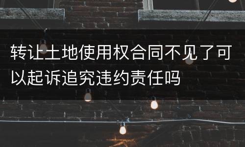 转让土地使用权合同不见了可以起诉追究违约责任吗