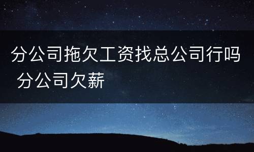 分公司拖欠工资找总公司行吗 分公司欠薪