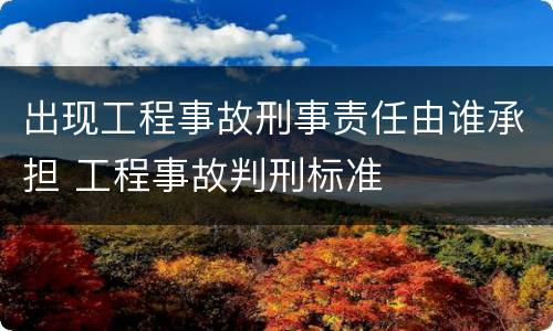 出现工程事故刑事责任由谁承担 工程事故判刑标准