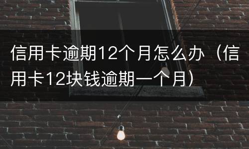 信用卡逾期12个月怎么办（信用卡12块钱逾期一个月）