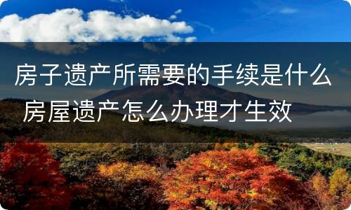 房子遗产所需要的手续是什么 房屋遗产怎么办理才生效