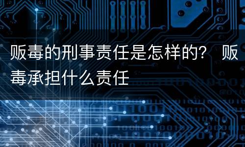 贩毒的刑事责任是怎样的？ 贩毒承担什么责任