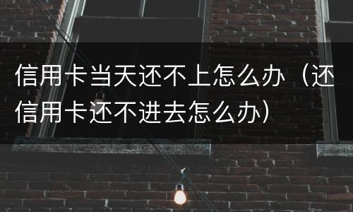 信用卡当天还不上怎么办（还信用卡还不进去怎么办）