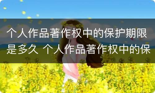个人作品著作权中的保护期限是多久 个人作品著作权中的保护期限是多久啊