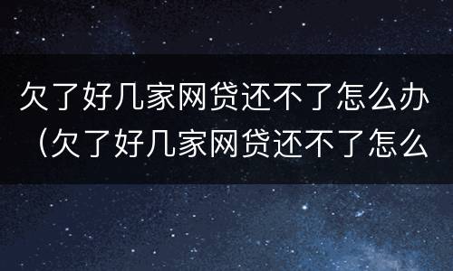 欠了好几家网贷还不了怎么办（欠了好几家网贷还不了怎么办呀）