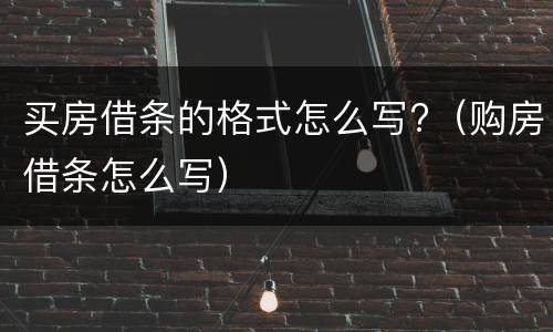 买房借条的格式怎么写?（购房借条怎么写）