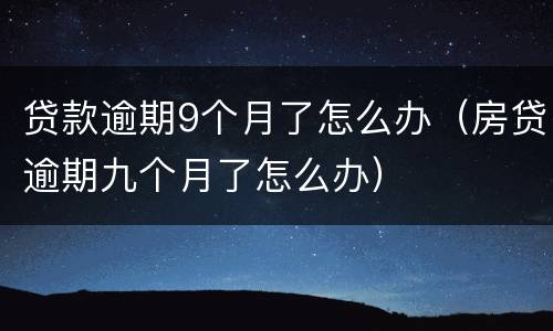 贷款逾期9个月了怎么办（房贷逾期九个月了怎么办）