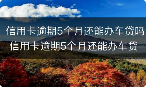 信用卡逾期5个月还能办车贷吗 信用卡逾期5个月还能办车贷吗知乎