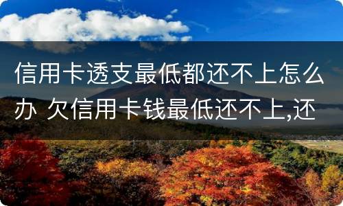 信用卡透支最低都还不上怎么办 欠信用卡钱最低还不上,还一点可以吗