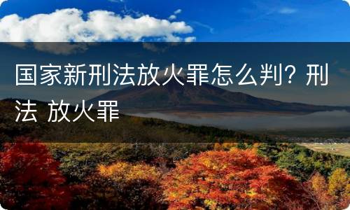 国家新刑法放火罪怎么判? 刑法 放火罪