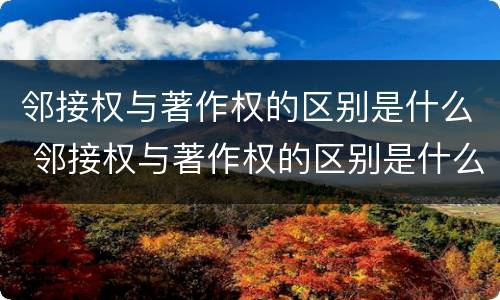 邻接权与著作权的区别是什么 邻接权与著作权的区别是什么意思
