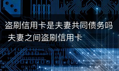 盗刷信用卡是夫妻共同债务吗 夫妻之间盗刷信用卡
