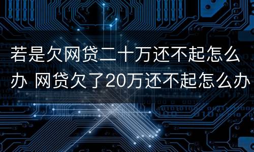 若是欠网贷二十万还不起怎么办 网贷欠了20万还不起怎么办