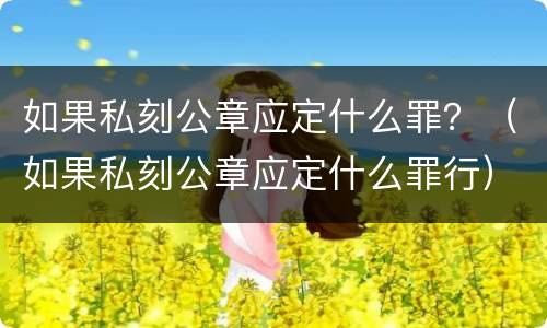 如果私刻公章应定什么罪？（如果私刻公章应定什么罪行）
