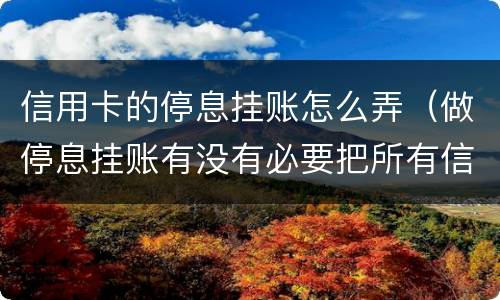 信用卡的停息挂账怎么弄（做停息挂账有没有必要把所有信用卡都做了）