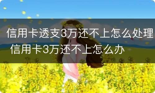信用卡透支3万还不上怎么处理 信用卡3万还不上怎么办