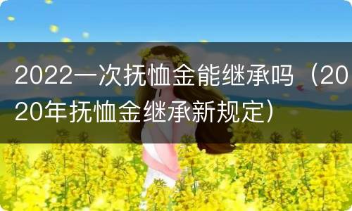 2022一次抚恤金能继承吗（2020年抚恤金继承新规定）