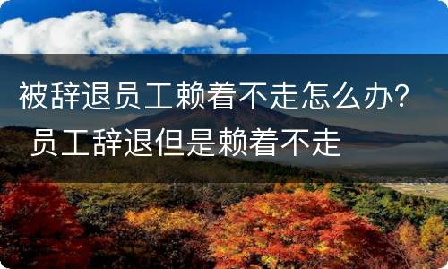 被辞退员工赖着不走怎么办？ 员工辞退但是赖着不走