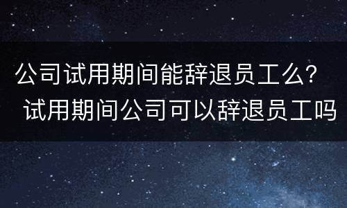 公司试用期间能辞退员工么？ 试用期间公司可以辞退员工吗