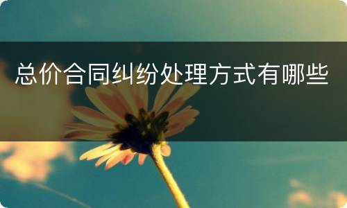 总价合同纠纷处理方式有哪些