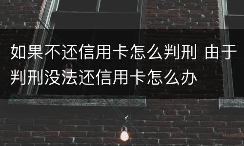 如果不还信用卡怎么判刑 由于判刑没法还信用卡怎么办