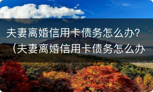 夫妻离婚信用卡债务怎么办？（夫妻离婚信用卡债务怎么办理还款）