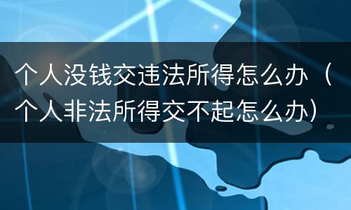 个人没钱交违法所得怎么办（个人非法所得交不起怎么办）