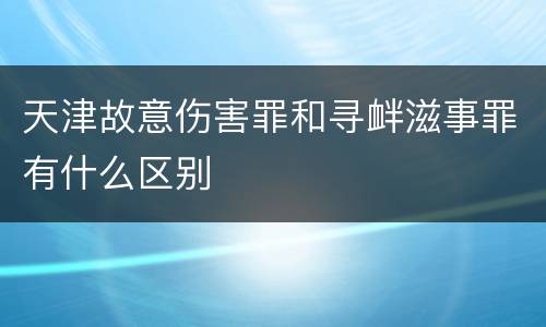 天津故意伤害罪和寻衅滋事罪有什么区别
