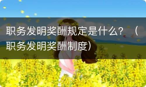 职务发明奖酬规定是什么？（职务发明奖酬制度）