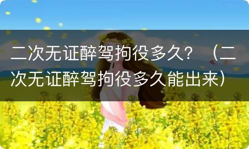 二次无证醉驾拘役多久？（二次无证醉驾拘役多久能出来）