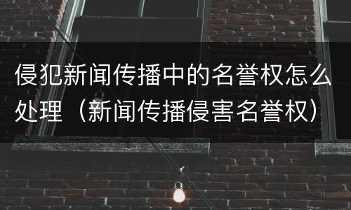 侵犯新闻传播中的名誉权怎么处理（新闻传播侵害名誉权）
