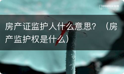 房产证监护人什么意思？（房产监护权是什么）