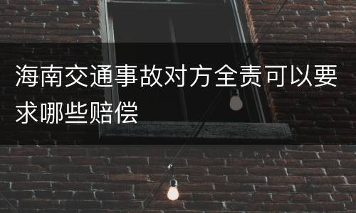 海南交通事故对方全责可以要求哪些赔偿