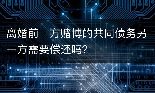 离婚前一方赌博的共同债务另一方需要偿还吗？