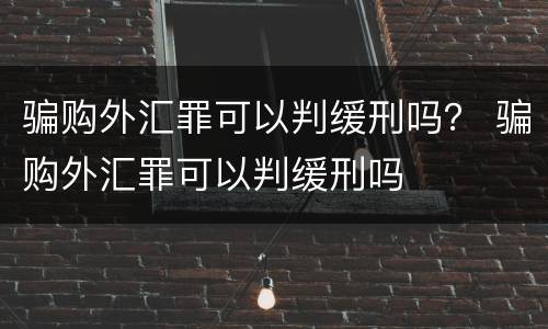 骗购外汇罪可以判缓刑吗？ 骗购外汇罪可以判缓刑吗