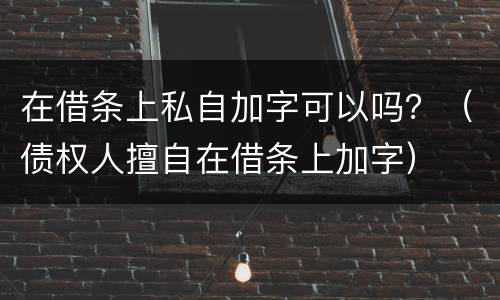 在借条上私自加字可以吗？（债权人擅自在借条上加字）