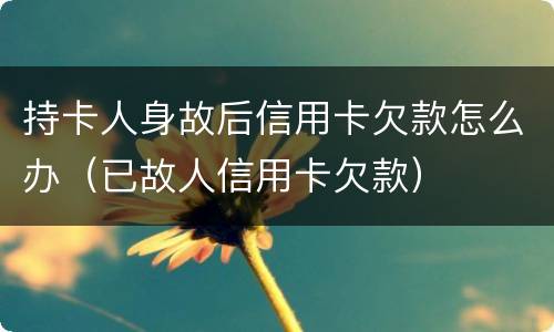 持卡人身故后信用卡欠款怎么办（已故人信用卡欠款）